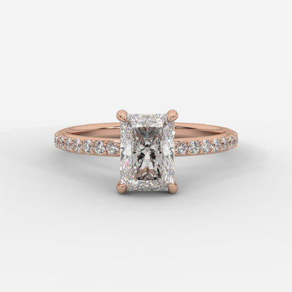 Lindsey Pavé Solitaire Ring - Radiant - AYKA JEWELS