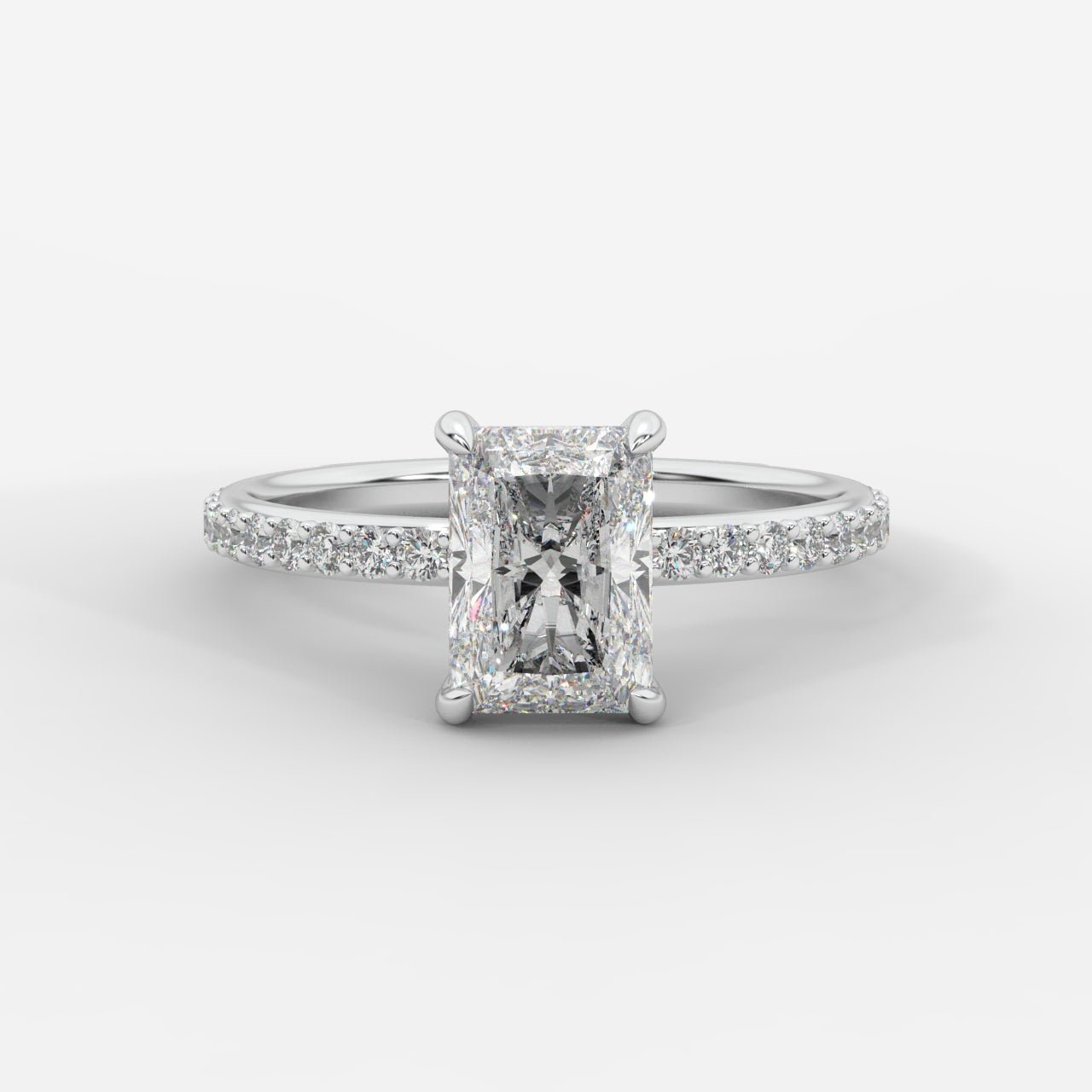 Lindsey Pavé Solitaire Ring - Radiant - AYKA JEWELS