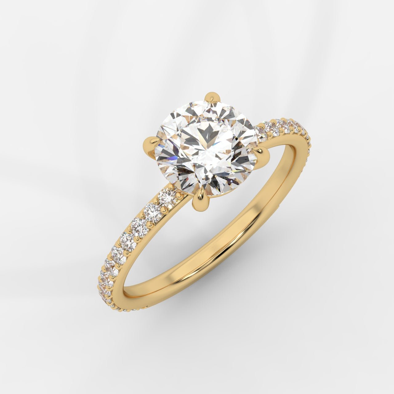 Lindsey Pavé Solitaire Ring - Round - AYKA JEWELS