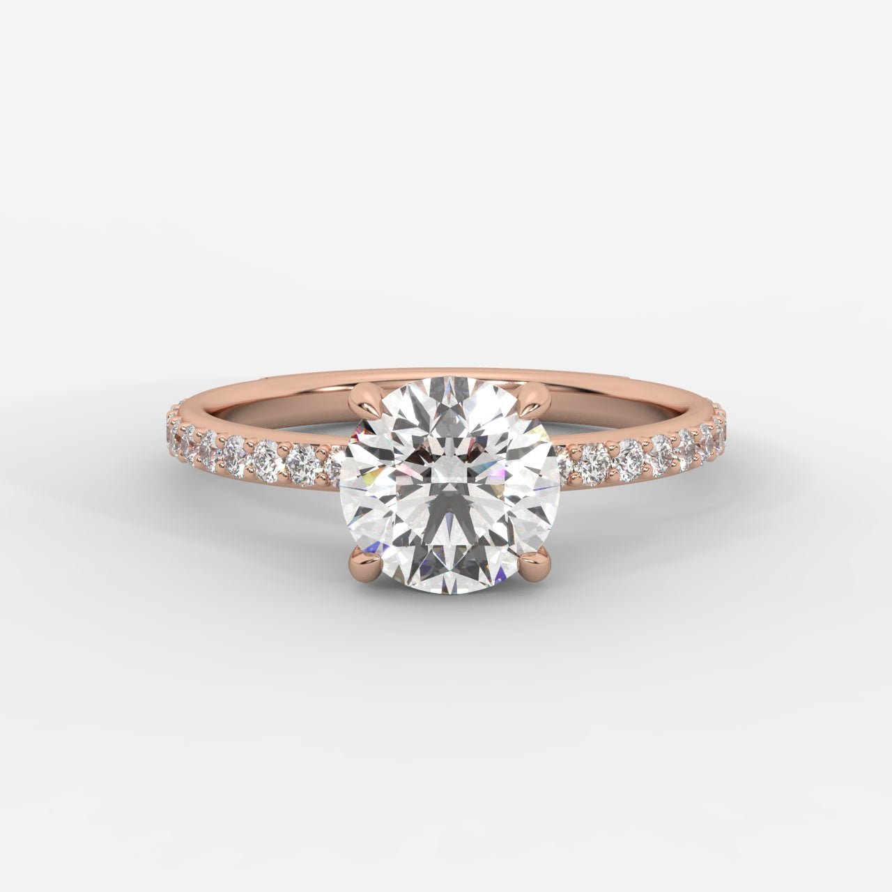 Lindsey Pavé Solitaire Ring - Round - AYKA JEWELS