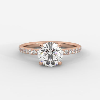 Lindsey Pavé Solitaire Ring - Round - AYKA JEWELS