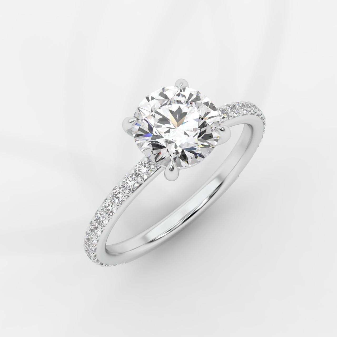 Lindsey Pavé Solitaire Ring - Round - AYKA JEWELS