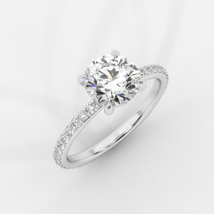Lindsey Pavé Solitaire Ring - Round - AYKA JEWELS