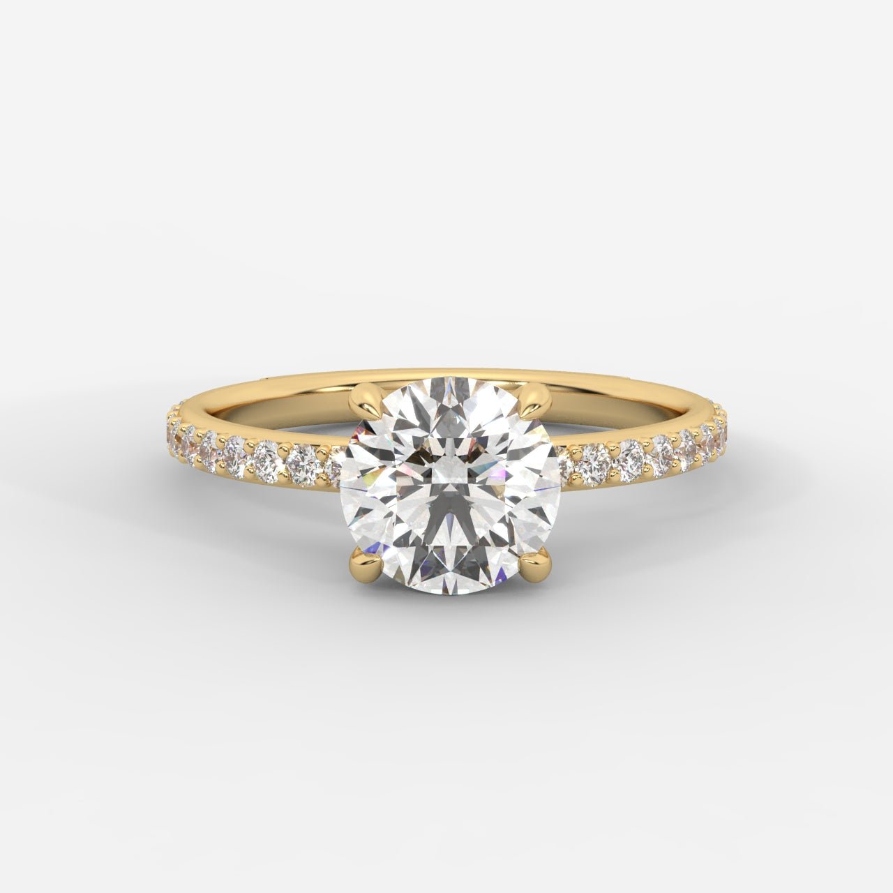 Lindsey Pavé Solitaire Ring - Round - AYKA JEWELS