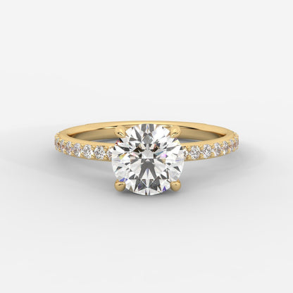 Lindsey Pavé Solitaire Ring - Round - AYKA JEWELS