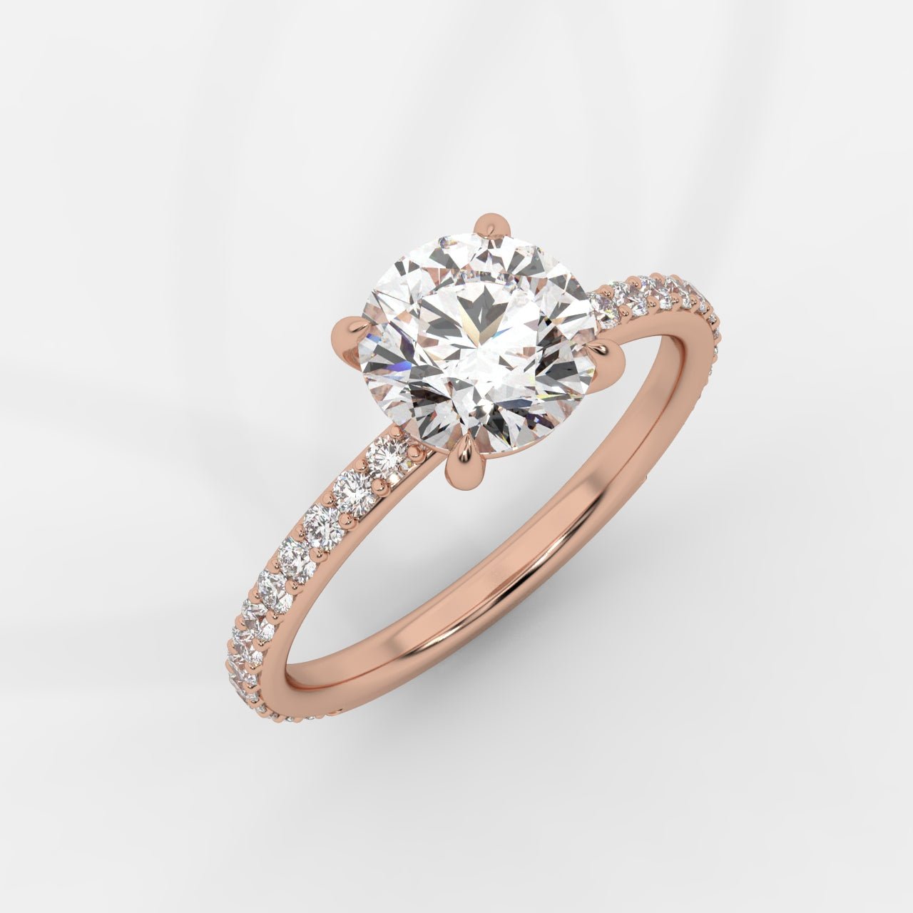 Lindsey Pavé Solitaire Ring - Round - AYKA JEWELS