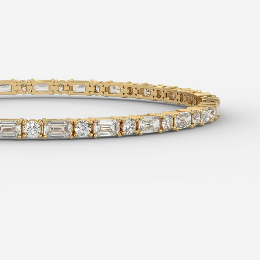 Lisa Emerald & Round Diamond Tennis Bracelet - AYKA JEWELS
