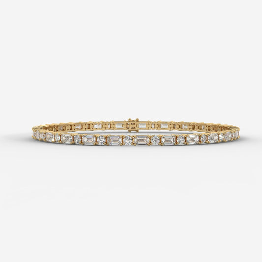 Lisa Emerald & Round Diamond Tennis Bracelet - AYKA JEWELS