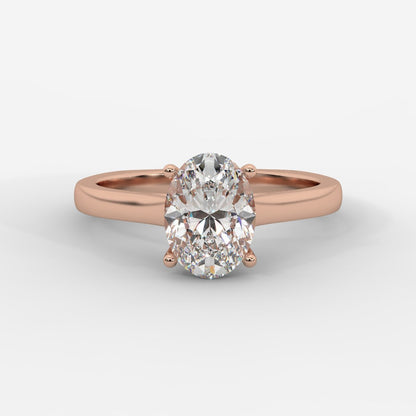 Louise Classic Cathedral Solitaire Ring with Euro Shank - Oval - AYKA JEWELS