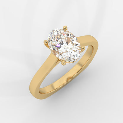 Louise Classic Cathedral Solitaire Ring with Euro Shank - Oval - AYKA JEWELS