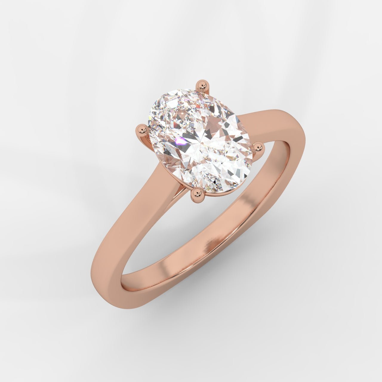 Louise Classic Cathedral Solitaire Ring with Euro Shank - Oval - AYKA JEWELS