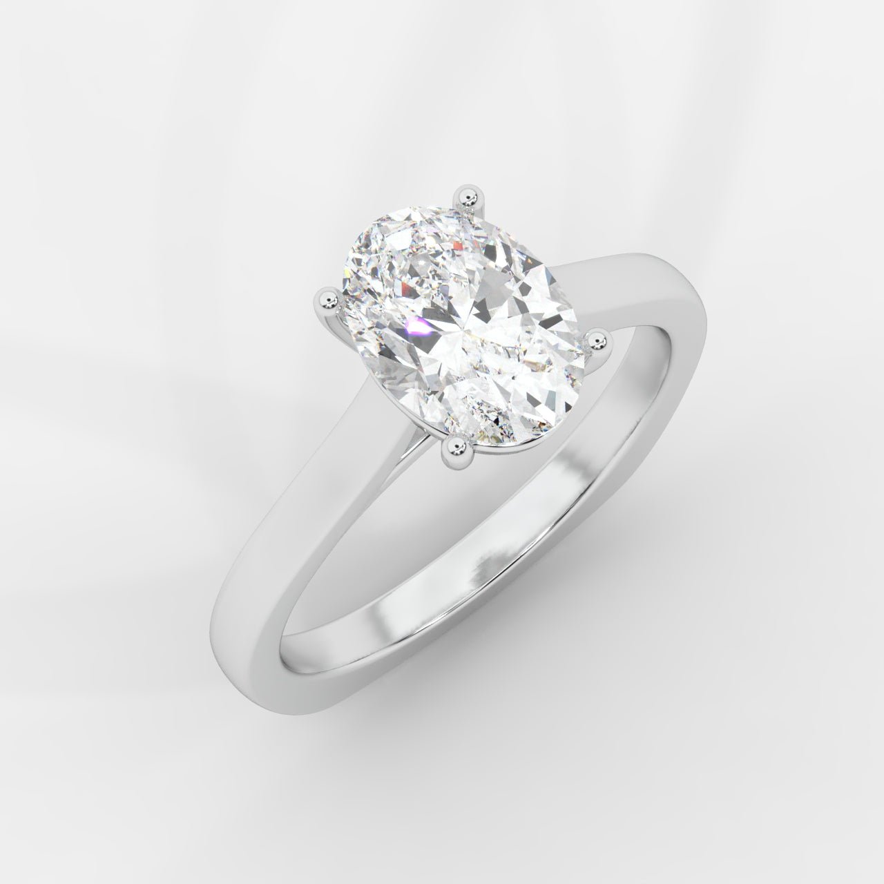 Louise Classic Cathedral Solitaire Ring with Euro Shank - Oval - AYKA JEWELS