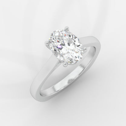 Louise Classic Cathedral Solitaire Ring with Euro Shank - Oval - AYKA JEWELS