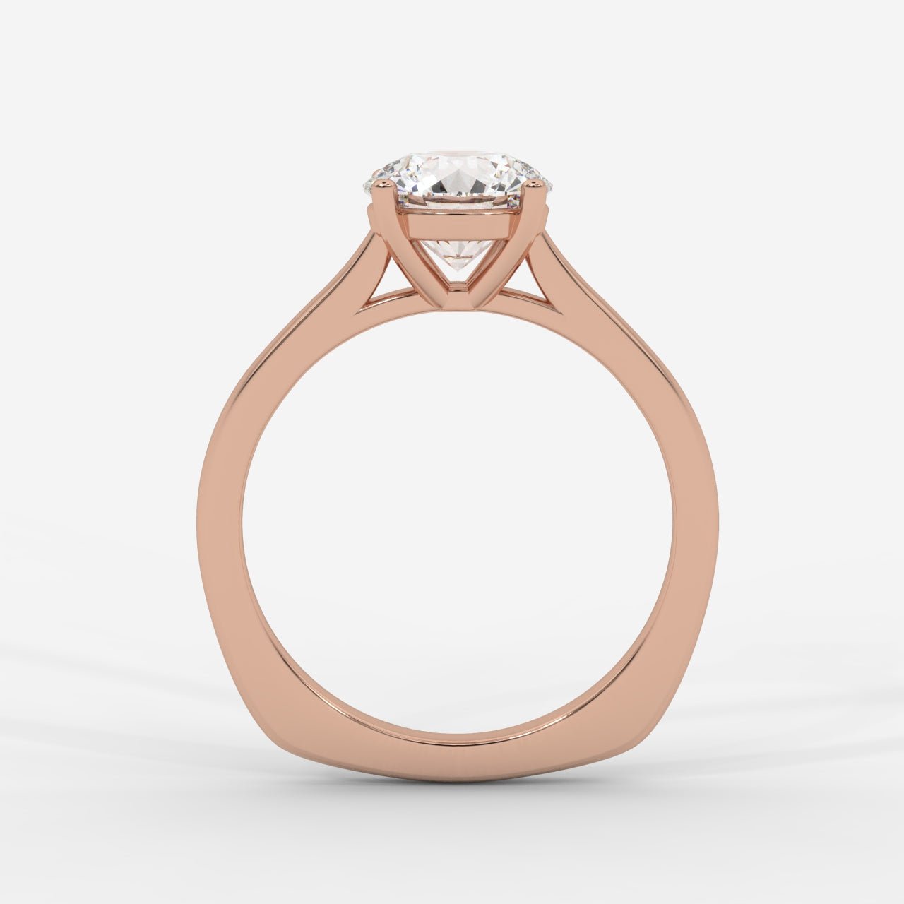 Louise Classic Cathedral Solitaire Ring with Euro Shank - Round - AYKA JEWELS