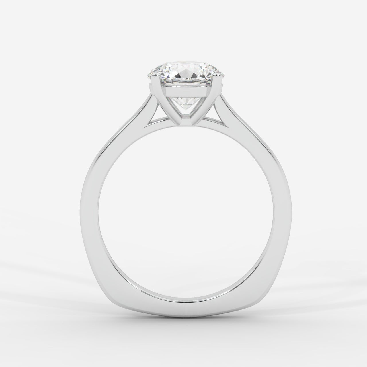 Louise Classic Cathedral Solitaire Ring with Euro Shank - Round - AYKA JEWELS