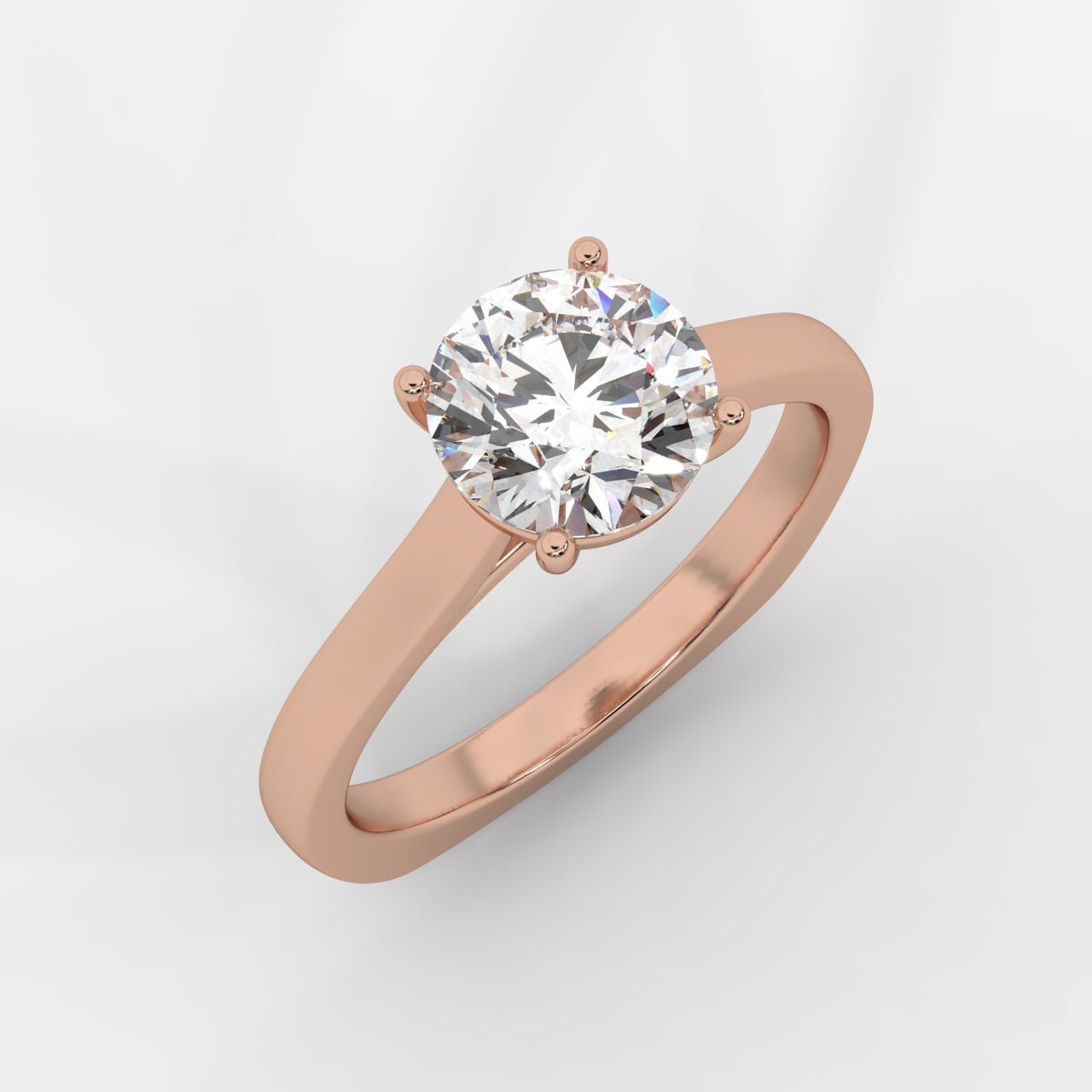 Louise Classic Cathedral Solitaire Ring with Euro Shank - Round - AYKA JEWELS