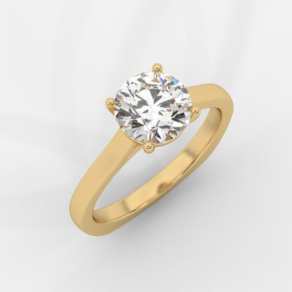Louise Classic Cathedral Solitaire Ring with Euro Shank - Round - AYKA JEWELS