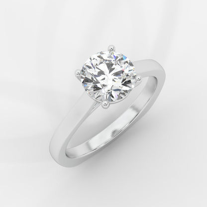 Louise Classic Cathedral Solitaire Ring with Euro Shank - Round - AYKA JEWELS