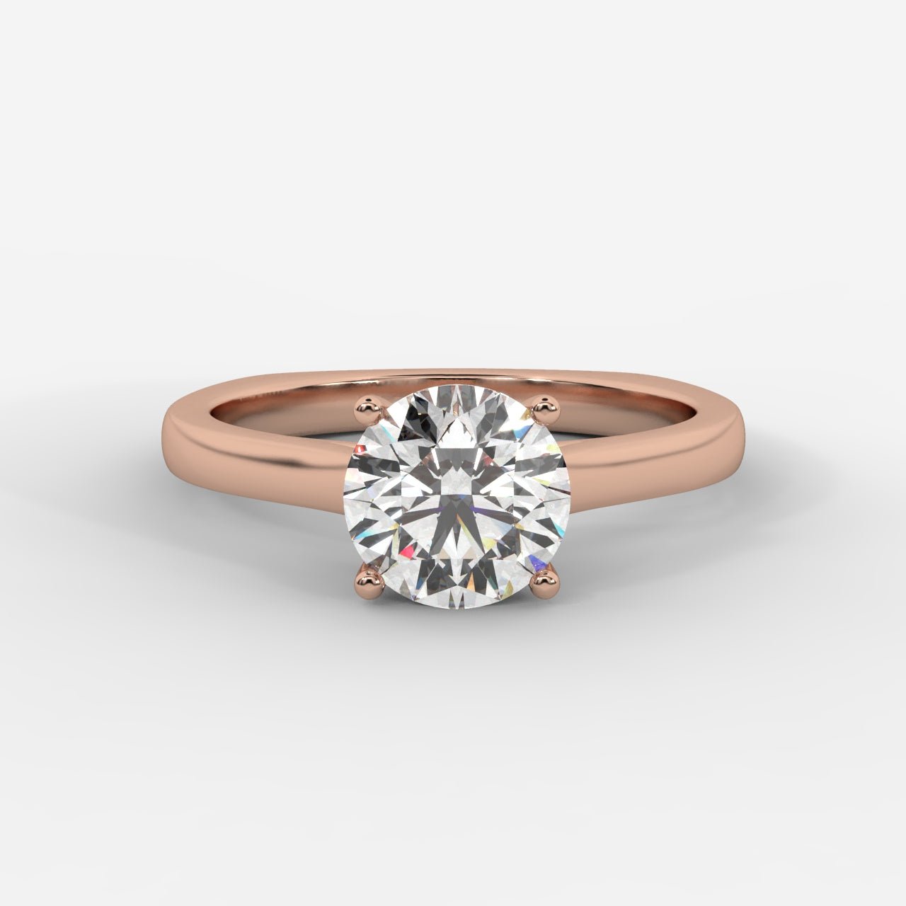 Louise Classic Cathedral Solitaire Ring with Euro Shank - Round - AYKA JEWELS
