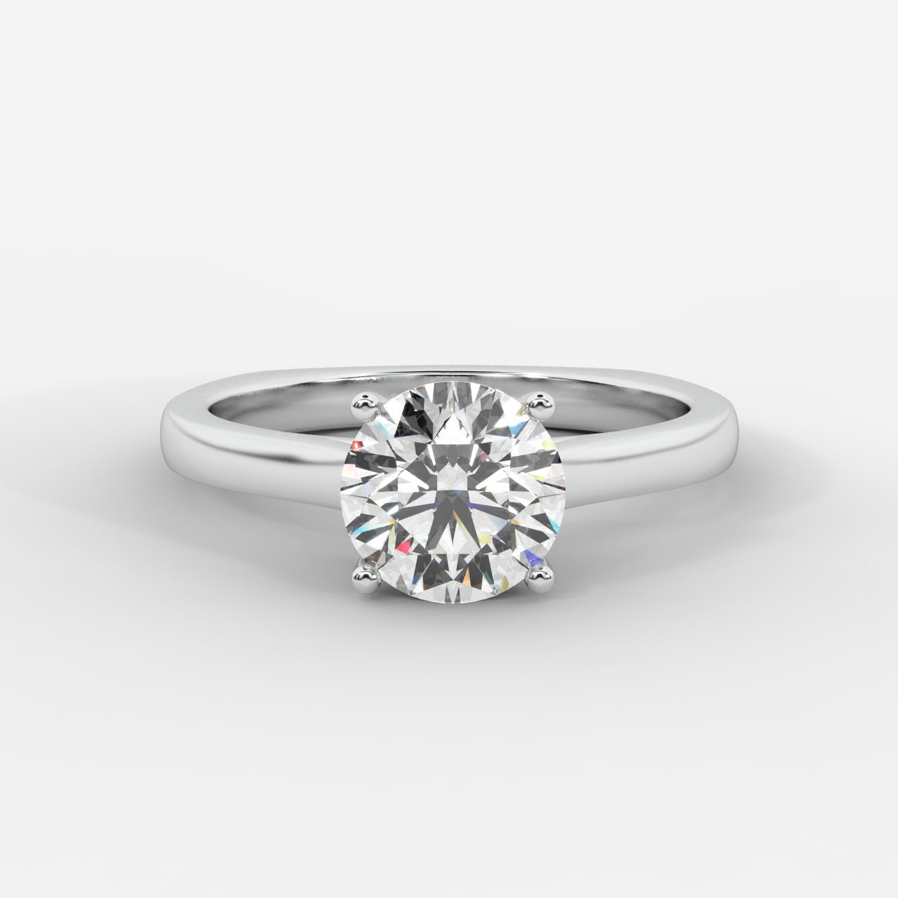 Louise Classic Cathedral Solitaire Ring with Euro Shank - Round - AYKA JEWELS