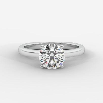 Louise Classic Cathedral Solitaire Ring with Euro Shank - Round - AYKA JEWELS