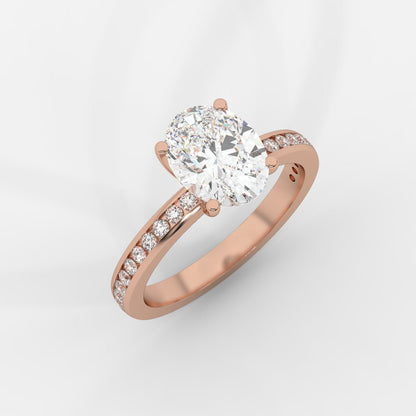 Lydia Channel - Set Solitaire Ring - Oval - AYKA JEWELS