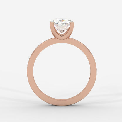 Lydia Channel - Set Solitaire Ring - Oval - AYKA JEWELS