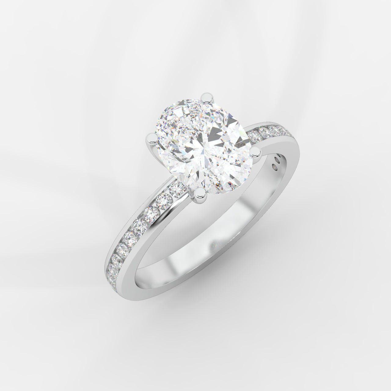 Lydia Channel - Set Solitaire Ring - Oval - AYKA JEWELS