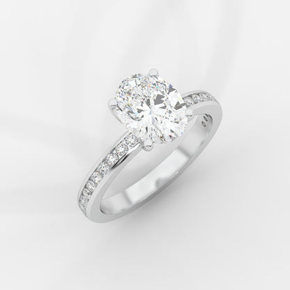 Lydia Channel - Set Solitaire Ring - Oval - AYKA JEWELS