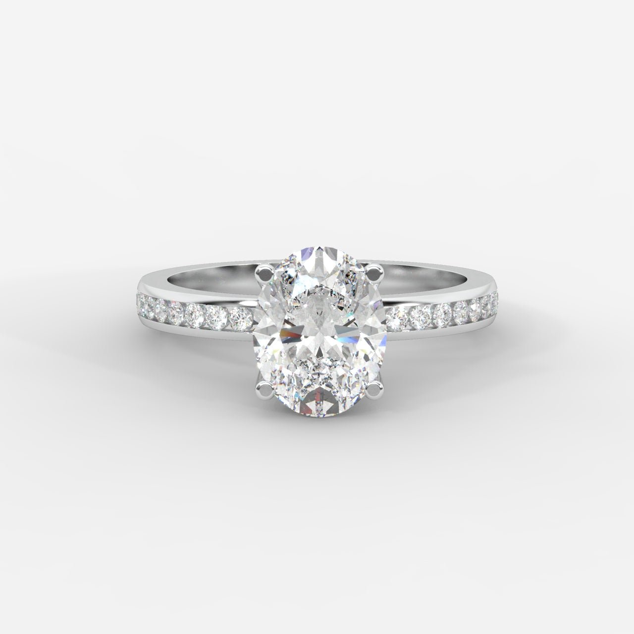 Lydia Channel - Set Solitaire Ring - Oval - AYKA JEWELS