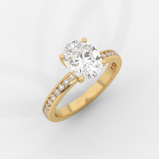 Lydia Channel - Set Solitaire Ring - Oval - AYKA JEWELS