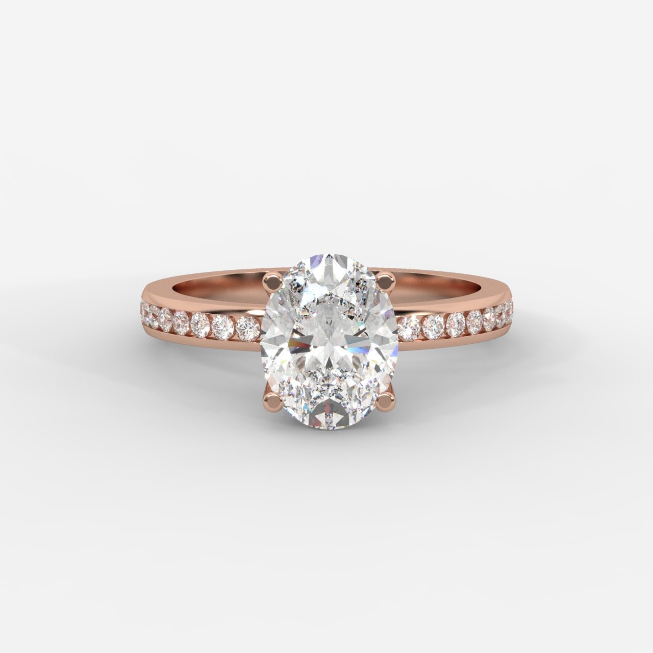 Lydia Channel - Set Solitaire Ring - Oval - AYKA JEWELS