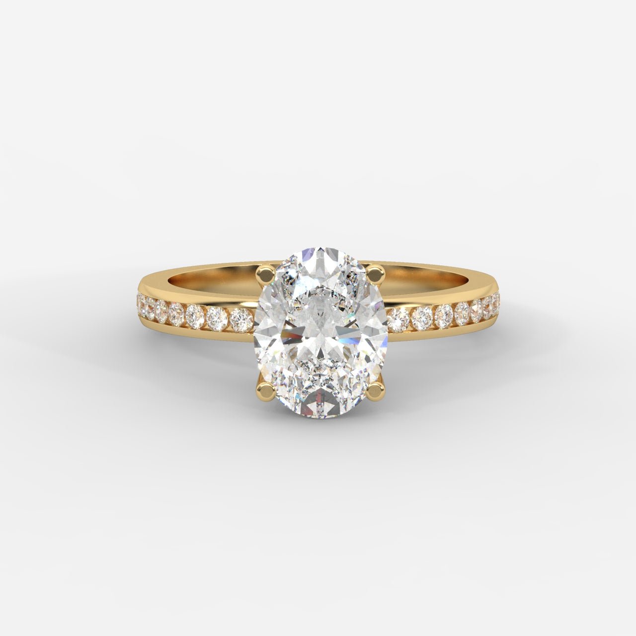 Lydia Channel - Set Solitaire Ring - Oval - AYKA JEWELS