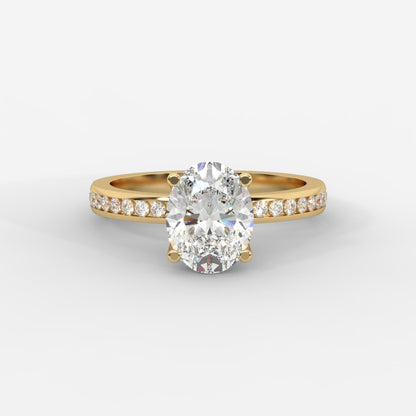 Lydia Channel - Set Solitaire Ring - Oval - AYKA JEWELS