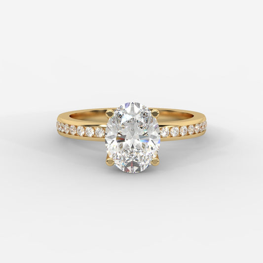 Lydia Channel - Set Solitaire Ring - Oval - AYKA JEWELS