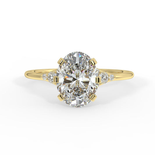 Lyra Diamond Ring with Tapered Side Stones - Oval - AYKA JEWELS
