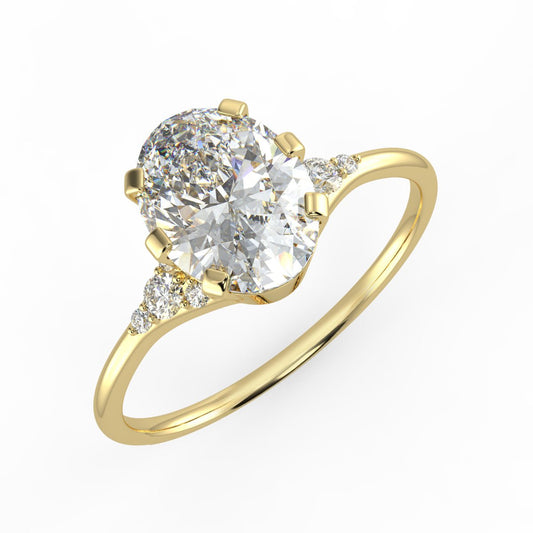 Lyra Diamond Ring with Tapered Side Stones - Oval - AYKA JEWELS