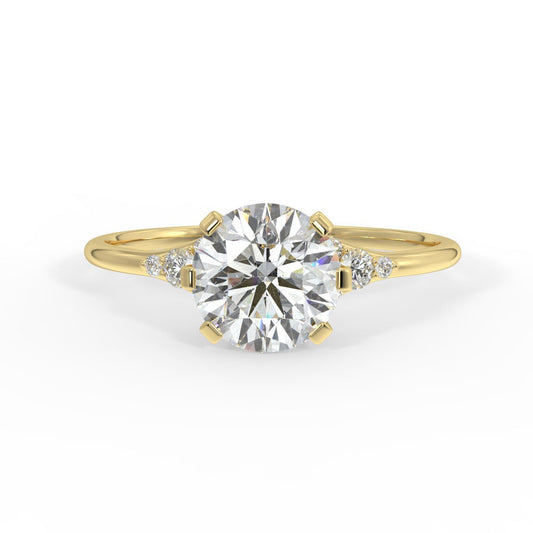 Lyra Diamond Ring with Tapered Side Stones - Round - AYKA JEWELS