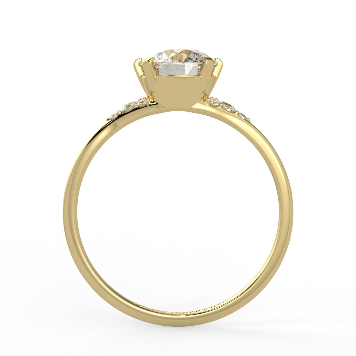 Lyra Diamond Ring with Tapered Side Stones - Round - AYKA JEWELS