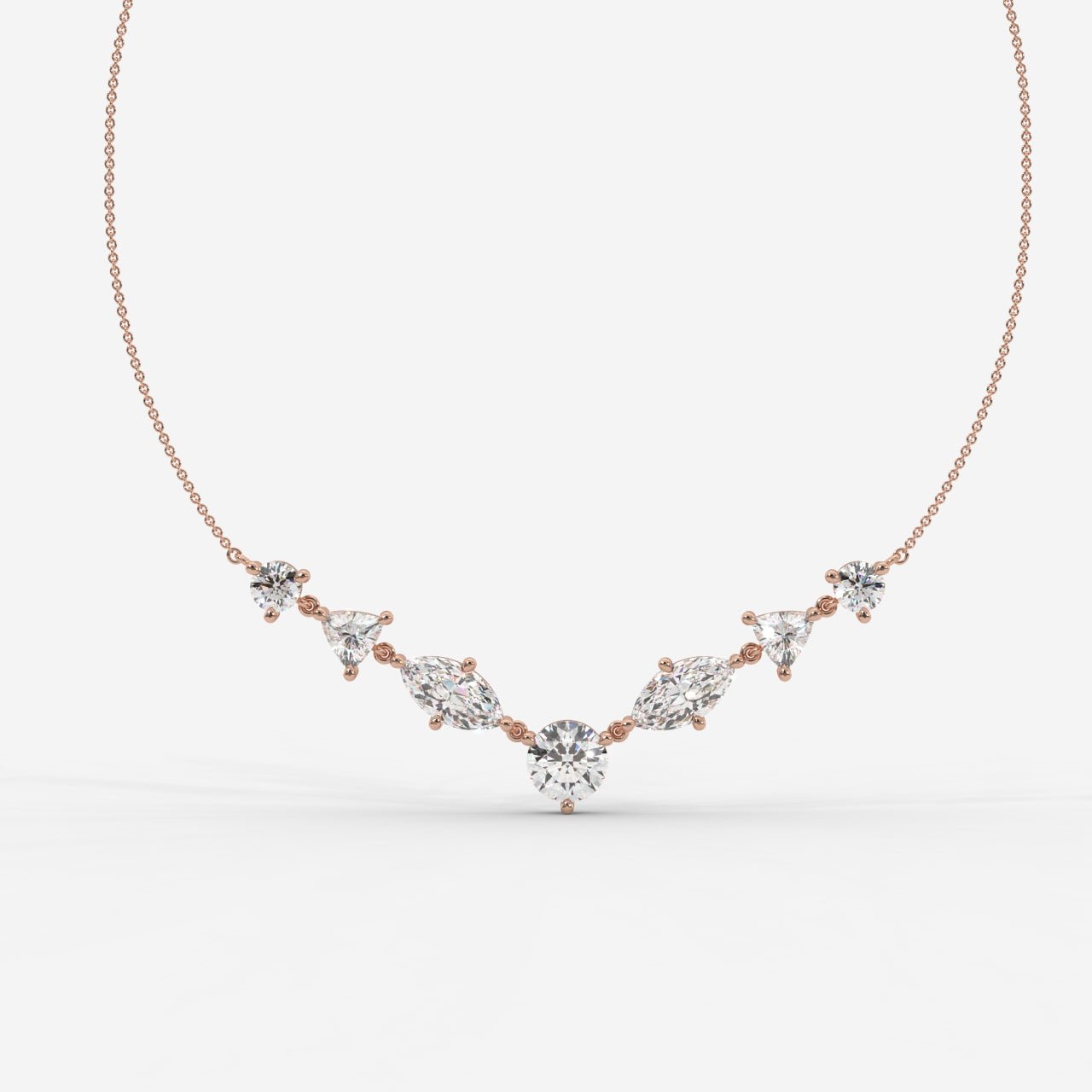 Lyric Mixed Shape Diamond Tennis Necklace 1ctW with 18" Adjustable Chain - AYKA JEWELS