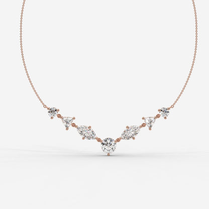 Lyric Mixed Shape Diamond Tennis Necklace 1ctW with 18" Adjustable Chain - AYKA JEWELS