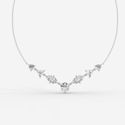 Lyric Mixed Shape Diamond Tennis Necklace 1ctW with 18" Adjustable Chain - AYKA JEWELS