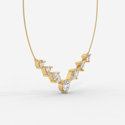 Lyric Mixed Shape Diamond Tennis Necklace 1ctW with 18" Adjustable Chain - AYKA JEWELS