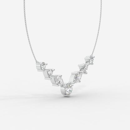 Lyric Mixed Shape Diamond Tennis Necklace 1ctW with 18" Adjustable Chain - AYKA JEWELS