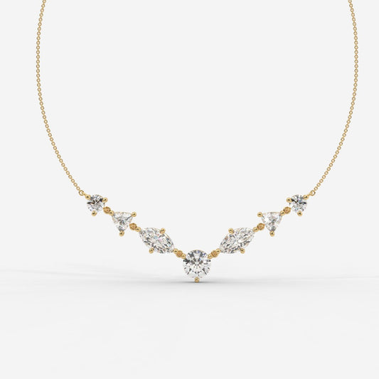 Lyric Mixed Shape Diamond Tennis Necklace 1ctW with 18" Adjustable Chain - AYKA JEWELS