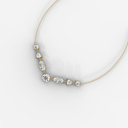 Lyric Mixed Shape Diamond Tennis Necklace 1ctW with 18" Adjustable Chain - AYKA JEWELS