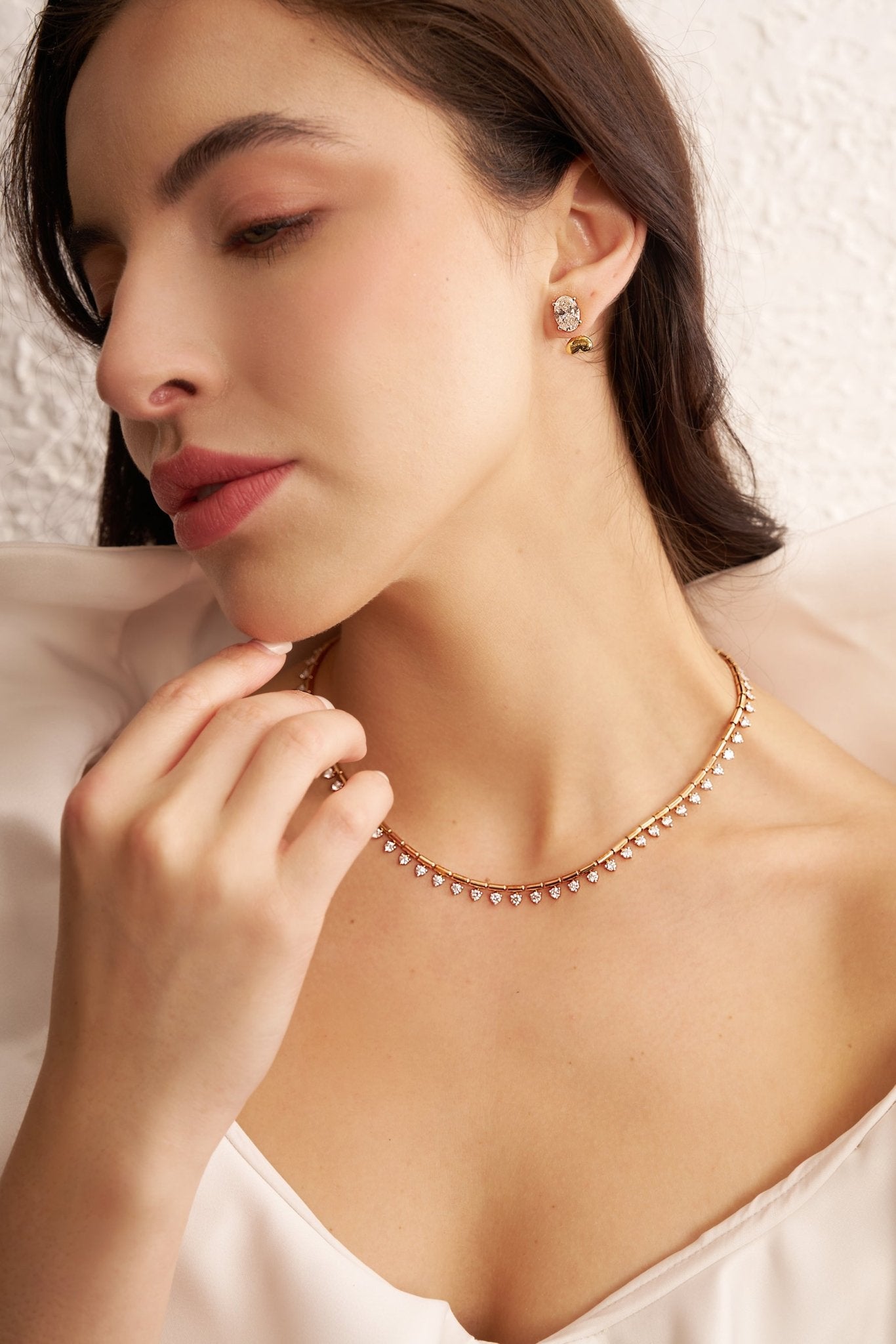 Miraya Floating Diamond Tennis Necklace – 16" - AYKA JEWELS