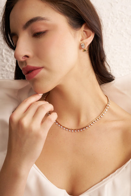Miraya Floating Diamond Tennis Necklace – 16" - AYKA JEWELS