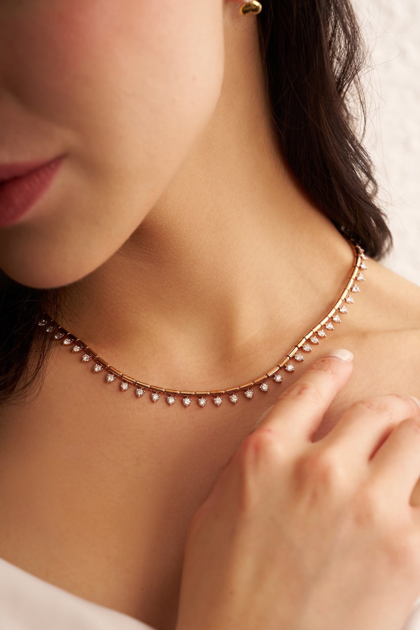 Miraya Floating Diamond Tennis Necklace – 16" - AYKA JEWELS