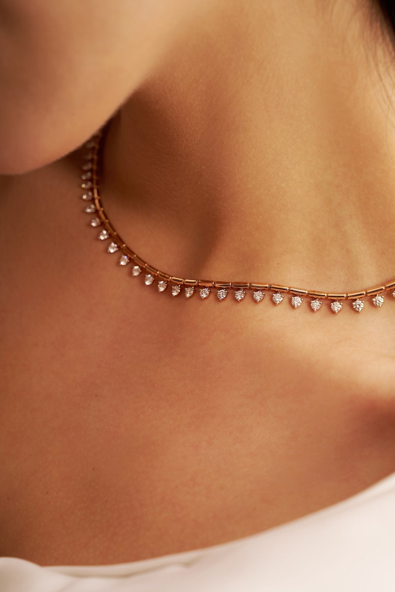 Miraya Floating Diamond Tennis Necklace – 16" - AYKA JEWELS